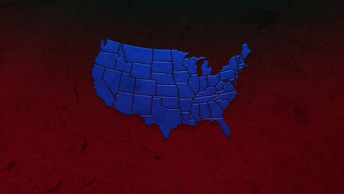 美国红色和蓝色地图