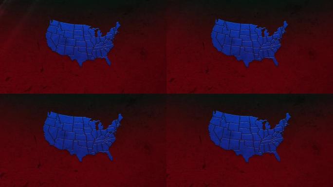 美国红色和蓝色地图