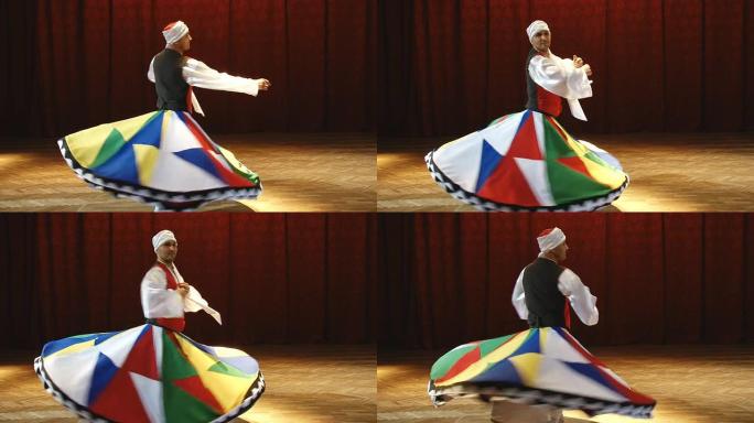 男子跳阿拉伯舞阿拉伯传统服装阿拉伯舞蹈