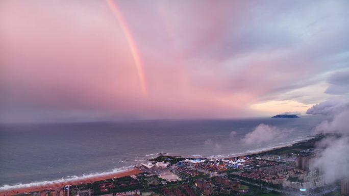 青岛西海岸雨后云海彩虹4K