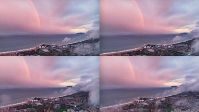 青岛西海岸雨后云海彩虹4K