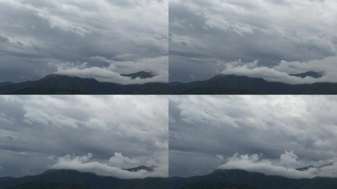 穿越山丘上方的暴风云的时间流逝视图