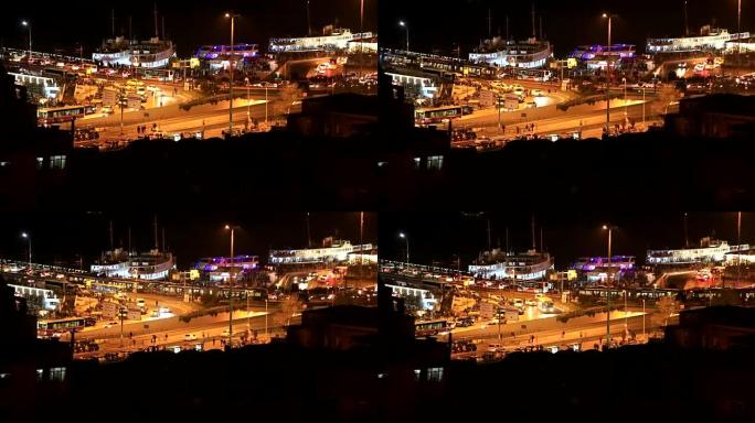 伊斯坦布尔城市夜间交通
