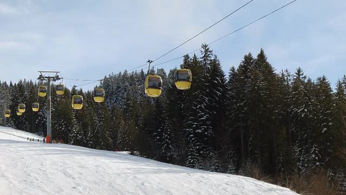 滑雪缆车延时滑雪缆车