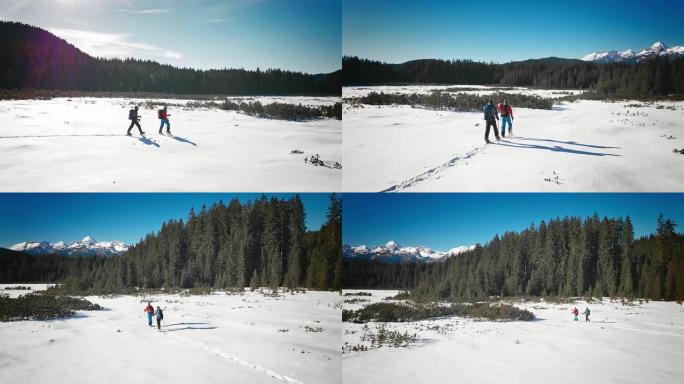晴天，空中雪鞋穿越山谷