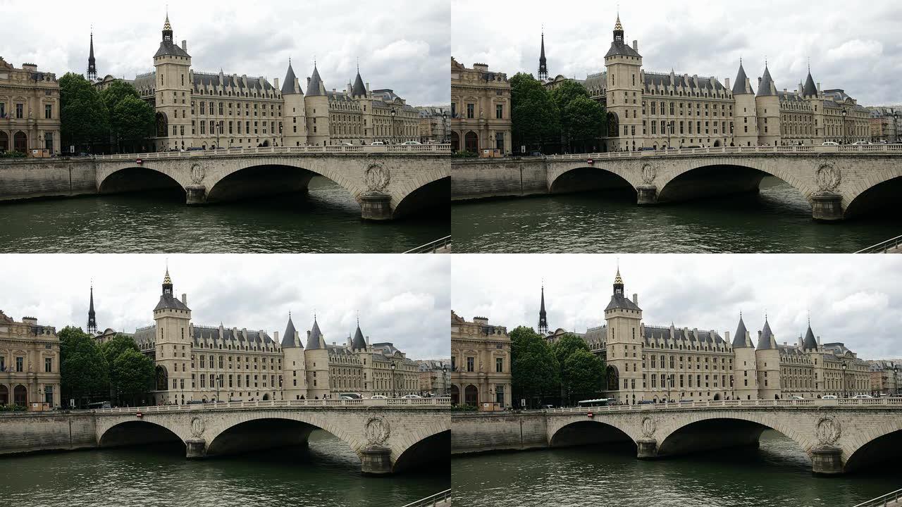 塞纳河和巴黎卢浮宫