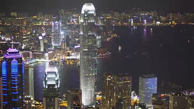 香港之夜夜景灯火车流金融中心城市