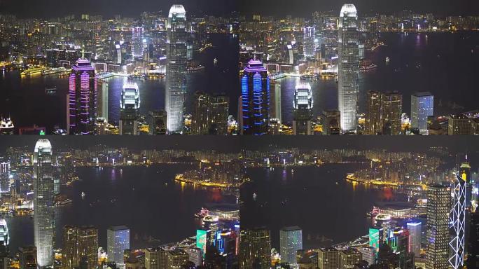 香港之夜夜景灯火车流金融中心城市