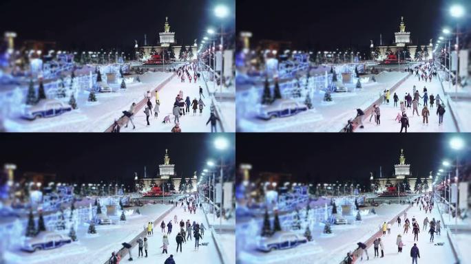 莫斯科VDNKH的滑冰运动员