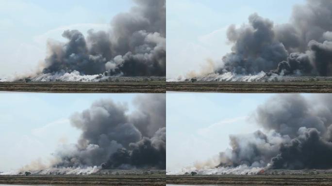 燃烧垃圾堆的烟雾