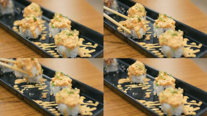 4k(UHD) 日本餐厅的寿司吧日本菜