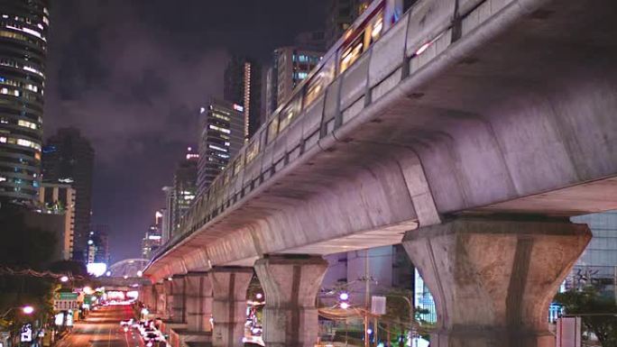 曼谷夜城市景观宣传片素材桥梁夜景