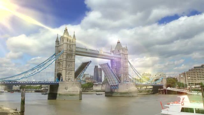 伦敦塔桥开幕和闭幕。高清