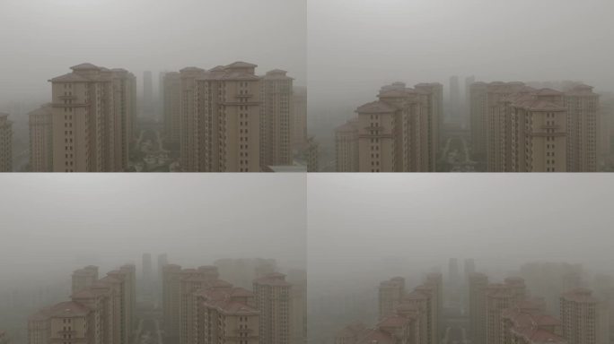 小区居民楼雾霾沙尘暴空气污染