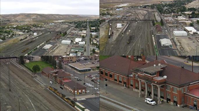 绿河火车站-鸟瞰图-怀俄明州，斯威特沃特县，美国