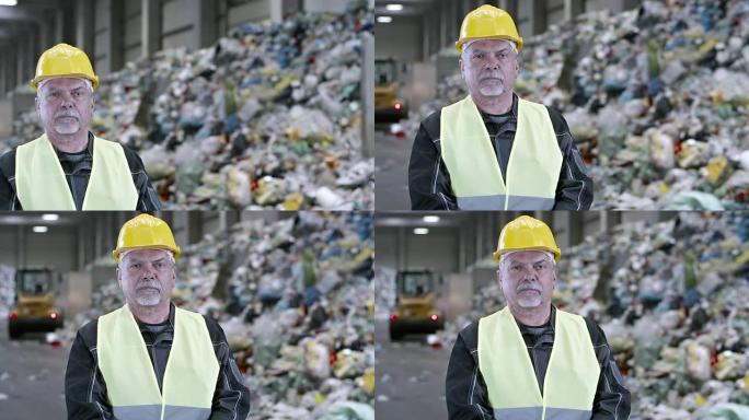 回收设施工人的潘肖像