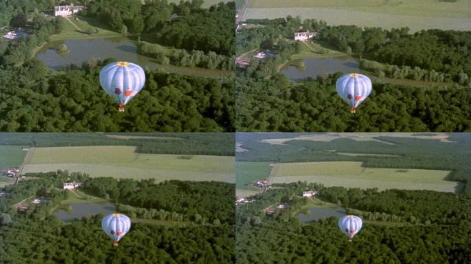 缩小热气球气球旅行法国半空中森林飞行