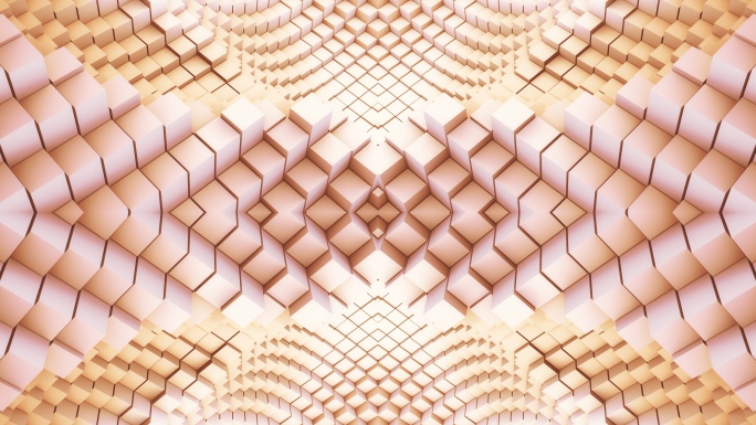 【4K时尚背景】暖粉方块矩阵几何裸眼空间