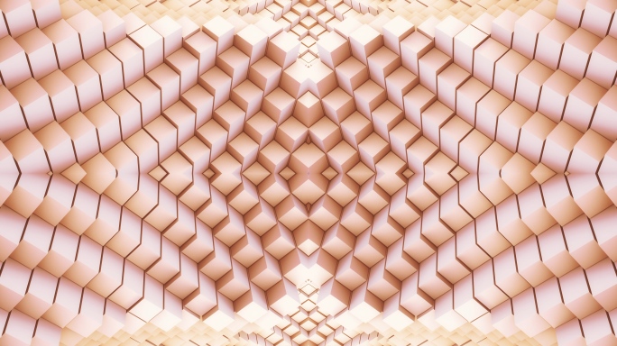 【4K时尚背景】暖粉方块矩阵几何裸眼空间