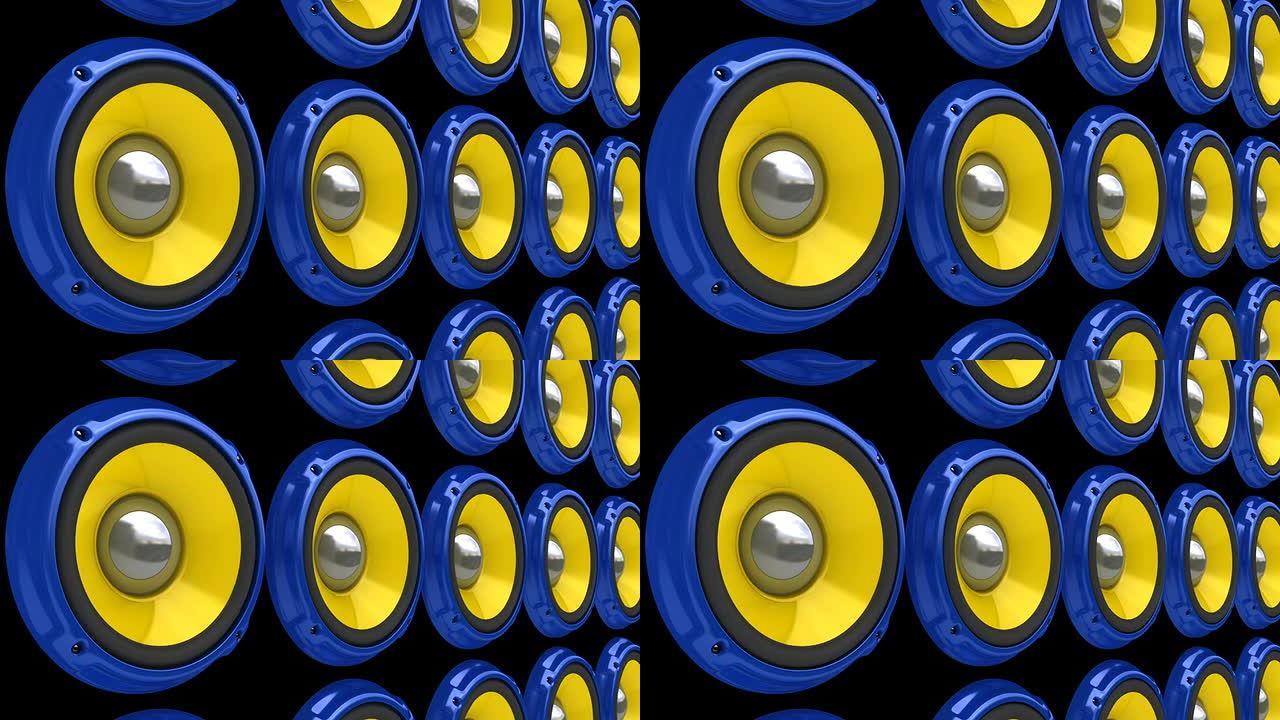 蓝色扬声器墙（高清、循环/循环、Alpha）