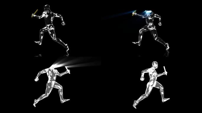 3D接力赛男子人物通道三维动画