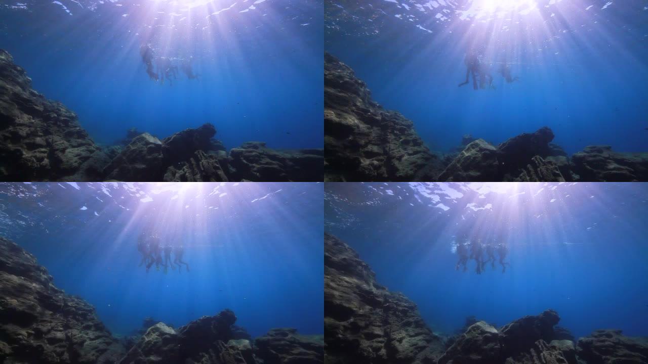 水下的太阳海底丁达尔光