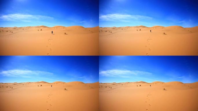 迷失的人行走在撒哈拉沙漠，高清视频