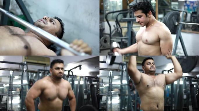 印度男子在健身房锻炼