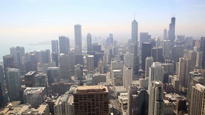 高清摇摄：美国芝加哥天际线城市景观