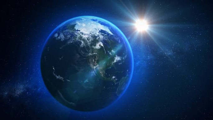 地球在太空中循环全息地球三维动画未来空间