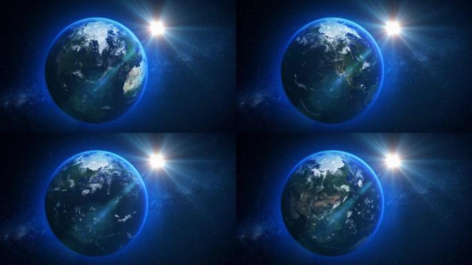 地球在太空中循环全息地球三维动画未来空间