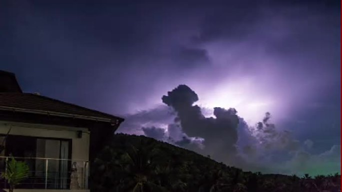 房屋上的雷暴时间流逝4k