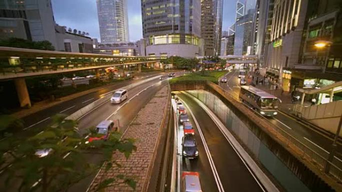 慢动作，跟踪镜头: 香港十字路口