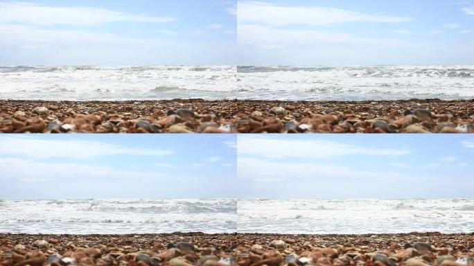 布莱顿海滩上的海浪，高清视频