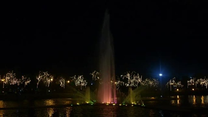Suan Luang Rama 9公园和植物园的夜晚喷泉是曼谷最大的
