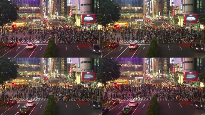 HD：在涩谷路口，人们在路上行走。