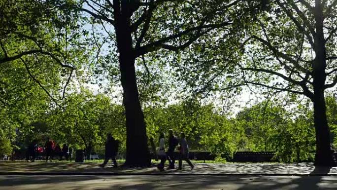 人们在伦敦海德公园放松