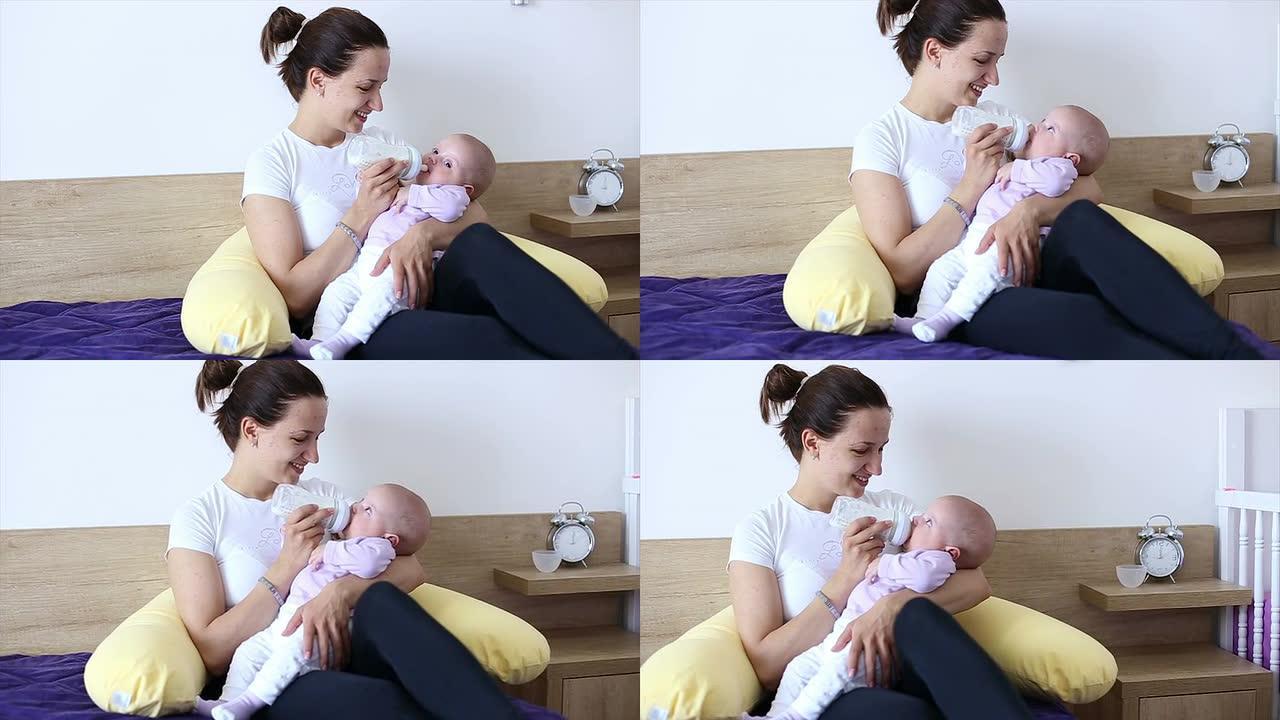 HD：母亲用奶瓶喂养婴儿