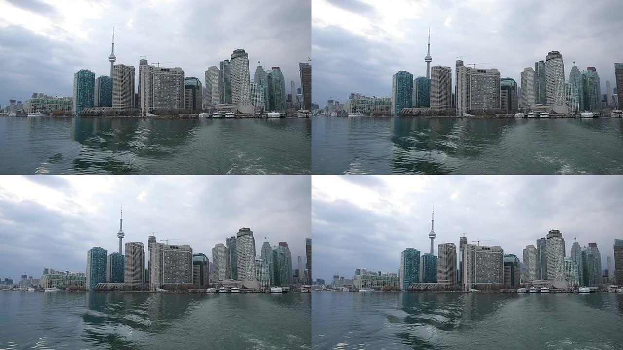 高清视频点播：从船上观看多伦多天际线，加拿大