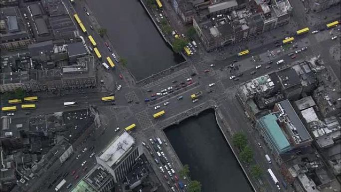 奥康奈尔桥-鸟瞰图-直升机拍摄，空中视频，电影，建立镜头，爱尔兰
