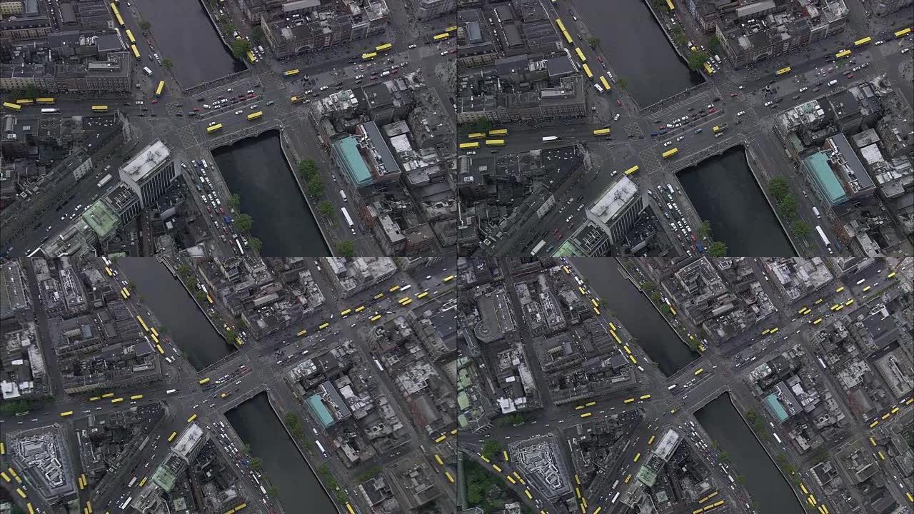 奥康奈尔桥-鸟瞰图-直升机拍摄，空中视频，电影，建立镜头，爱尔兰