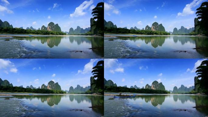 桂林漓江生态桂林延时流动河水自然景观