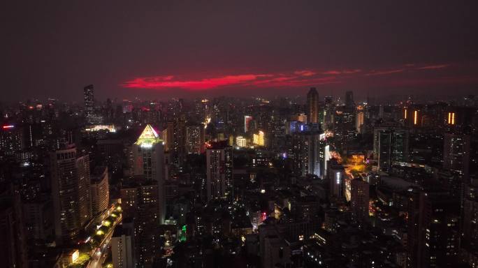 广州新旧城区航拍 夜景