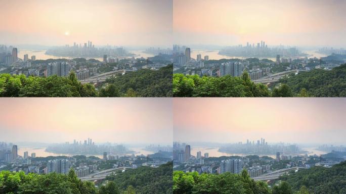 现代城市的天际线和城市景观，重庆，延时