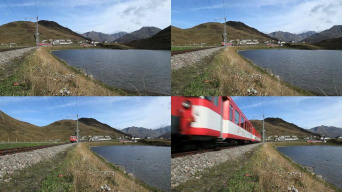 火车穿过瑞士奥伯拉尔普山口