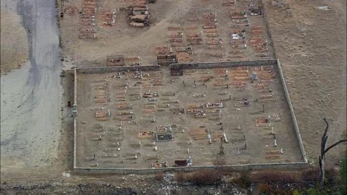 瓦沙基堡公墓-鸟瞰图-怀俄明州，弗里蒙特县，美国