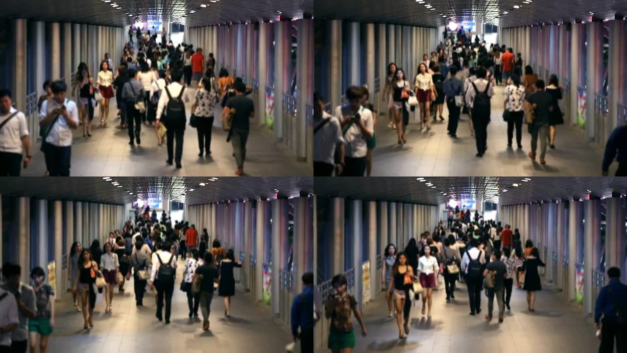 高清慢镜头:现代城市生活背景下的地铁人群