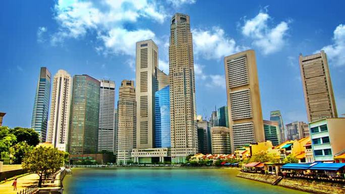 新加坡新加坡金融中心cbd城市航拍