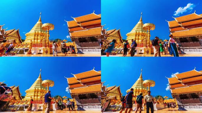 高清延时：泰国清迈Phrathat doi suthep寺庙