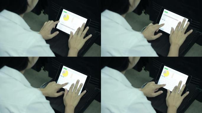 大学生在数字表格上打字